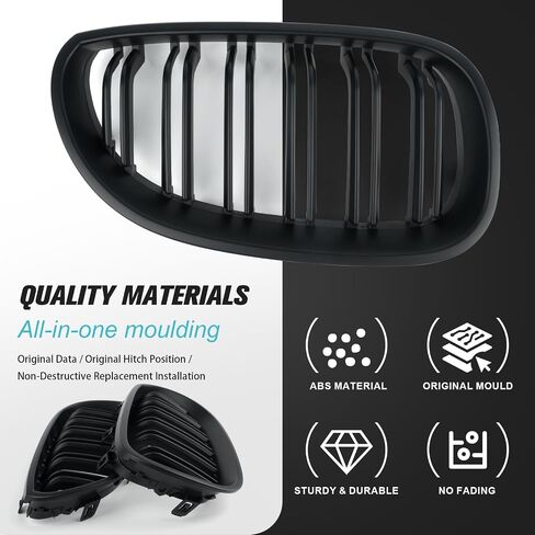 SHELITA Glossy Black M-Color Kidney Grille Grill E60 Sport Double Slats Front Grille Bumper for BMW 5 Series E60 2004-2009 in Saudi Arabia