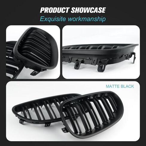 SHELITA Glossy Black M-Color Kidney Grille Grill E60 Sport Double Slats Front Grille Bumper for BMW 5 Series E60 2004-2009 in Saudi Arabia