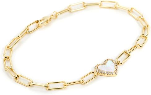 By Adina Eden Women's Stone Heart Paperclip Bracelet in Kuwait