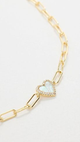 By Adina Eden Women's Stone Heart Paperclip Bracelet in Kuwait