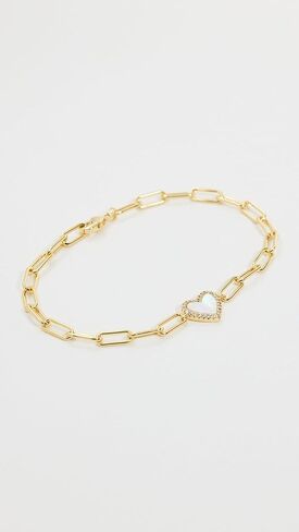 By Adina Eden Women's Stone Heart Paperclip Bracelet in Kuwait