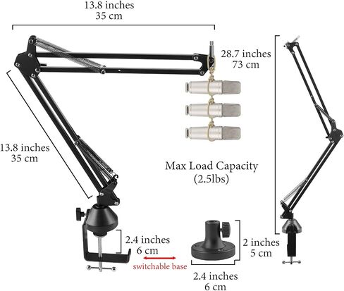 Geekria for Creators Microphone Arm Compatible with Rode PodMic, NT-USB, NT1-A, NT1, Mic Boom Arm Mount with Table Flange Adapter, Suspension Stand, Mic Scissor Arm, Desk Mount Holder in Saudi Arabia