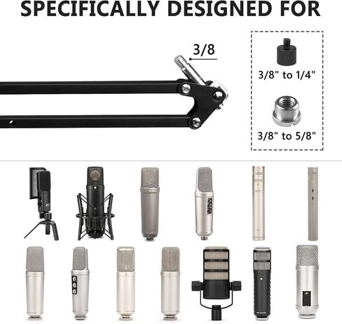 Geekria for Creators Microphone Arm Compatible with Rode PodMic, NT-USB, NT1-A, NT1, Mic Boom Arm Mount with Table Flange Adapter, Suspension Stand, Mic Scissor Arm, Desk Mount Holder in Saudi Arabia