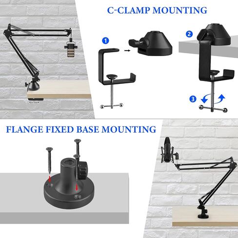 Geekria for Creators Microphone Arm Compatible with Rode PodMic, NT-USB, NT1-A, NT1, Mic Boom Arm Mount with Table Flange Adapter, Suspension Stand, Mic Scissor Arm, Desk Mount Holder in Saudi Arabia