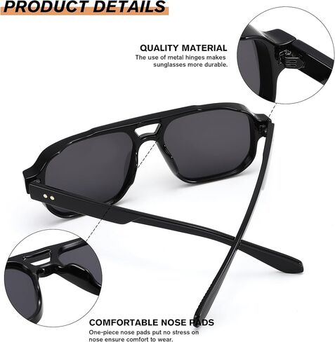 نظارات شمسية كلاسيكية بإطار مربع من Pro Acme، نظارات شمسية كلاسيكية بإطار مزدوج من السبعينيات للرجال والنساء in Kuwait