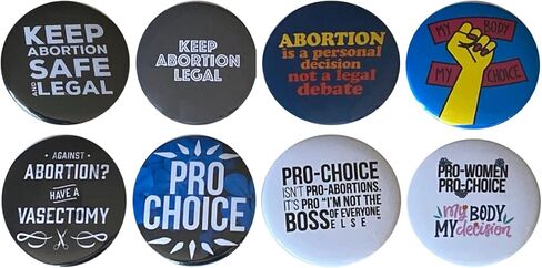 أزرار Pro Choice - دبابيس حقوق الإجهاض - مجموعة Save Roe v Wade المكونة من 8 قطع، 2.25 بوصة in Kuwait