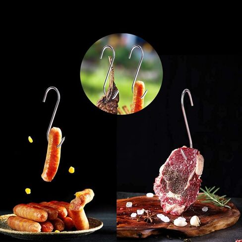 خطاف لحم من الفولاذ المقاوم للصدأ - قطعتان - خطاف جزار على شكل حرف T لسهولة المعالجة، خطافات تقطيع على شكل حرف T، خطاف رائع للجزار المنزلي in Kuwait