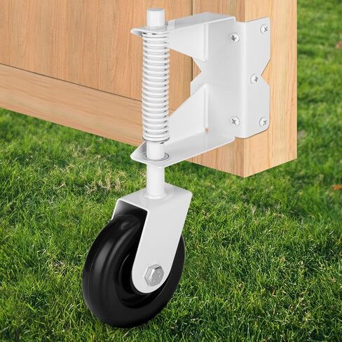 Heavy Duty Gate Wheel, Gate Casters for Outdoor Wooden Gates or Fence Gates, Spring Loaded Gate Wheel Caster for Uneven Floors, Gate Wheels with 360° Swivel, Left, Black in Saudi Arabia