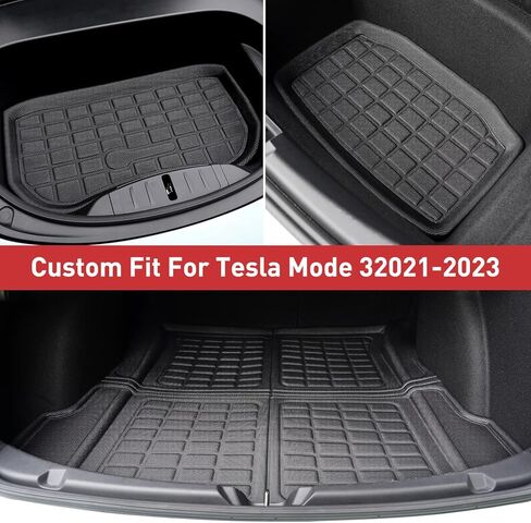 TAPTES لـ Tesla Model 3 Trunk Mat 2023 2022 2021، لـ Tesla Model 3 جميع الأحوال الجوية بطانة البضائع الأمامية والخلفية منظم تخزين صندوق السيارة الحصير الأرضية لـ Tesla Model 3 الملحقات 2021-2023 (مجموعة من 3) in Kuwait
