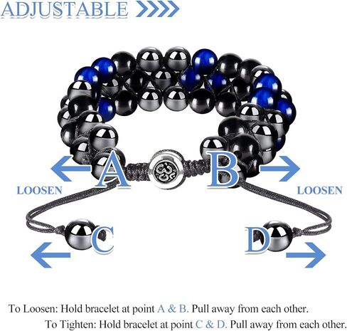 Bracelet, Natural Tigers Eye Bracelet, Black Obsidian and Hematite 8mm Beads Healing Crystal Bracelet for Women Men for Luck Prosperity and Happiness in Saudi Arabia