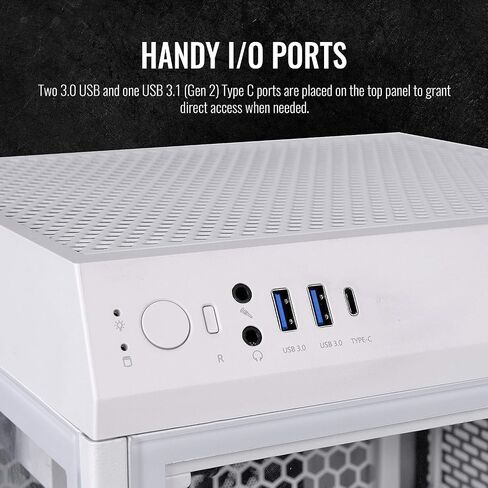 Thermaltake Tower 100 Snow Edition Tempered Glass Type-C (USB 3.1 Gen 2) Mini Tower Computer Chassis Supports Mini-ITX CA-1R3-00S6WN-00 in Saudi Arabia