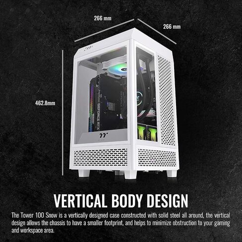 Thermaltake Tower 100 Snow Edition Tempered Glass Type-C (USB 3.1 Gen 2) Mini Tower Computer Chassis Supports Mini-ITX CA-1R3-00S6WN-00 in Saudi Arabia