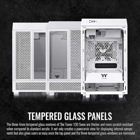 Thermaltake Tower 100 Snow Edition Tempered Glass Type-C (USB 3.1 Gen 2) Mini Tower Computer Chassis Supports Mini-ITX CA-1R3-00S6WN-00 in Saudi Arabia
