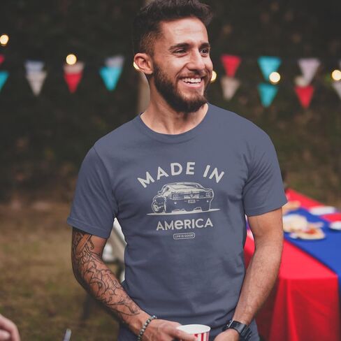 Life is Good Men's Crusher T, Short Sleeve Cotton Graphic Tee Shirt, Made in America Legendary Muscle Car in Saudi Arabia