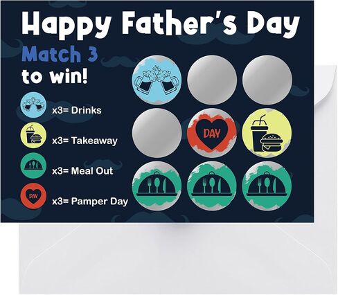 Funny Father's Day Gifts 2024 Father's Day Game Scratch Card Dad Gifts Scratch off Card Happy Father's Day Greeting Card with Envelope, Match Three to Win(Drinks) in Saudi Arabia