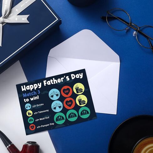 Funny Father's Day Gifts 2024 Father's Day Game Scratch Card Dad Gifts Scratch off Card Happy Father's Day Greeting Card with Envelope, Match Three to Win(Drinks) in Saudi Arabia