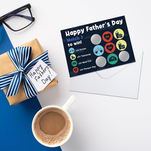 Funny Father's Day Gifts 2024 Father's Day Game Scratch Card Dad Gifts Scratch off Card Happy Father's Day Greeting Card with Envelope, Match Three to Win(Drinks) in Saudi Arabia