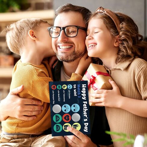 Funny Father's Day Gifts 2024 Father's Day Game Scratch Card Dad Gifts Scratch off Card Happy Father's Day Greeting Card with Envelope, Match Three to Win(Drinks) in Saudi Arabia