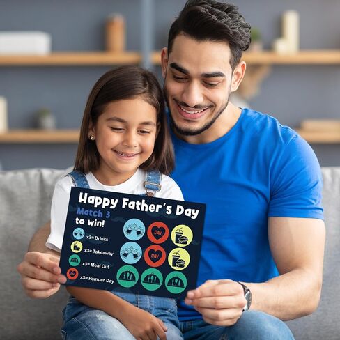 Funny Father's Day Gifts 2024 Father's Day Game Scratch Card Dad Gifts Scratch off Card Happy Father's Day Greeting Card with Envelope, Match Three to Win(Drinks) in Saudi Arabia