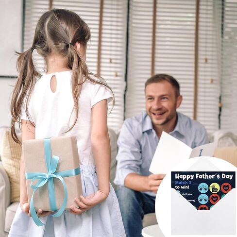 هدايا عيد الأب المضحكة 2024، لعبة عيد الأب، بطاقة خدش، هدايا للأب، بطاقة خدش لعيد الأب السعيد مع مظروف، مطابقة ثلاثة للفوز (وجبة خارج) in Saudi Arabia