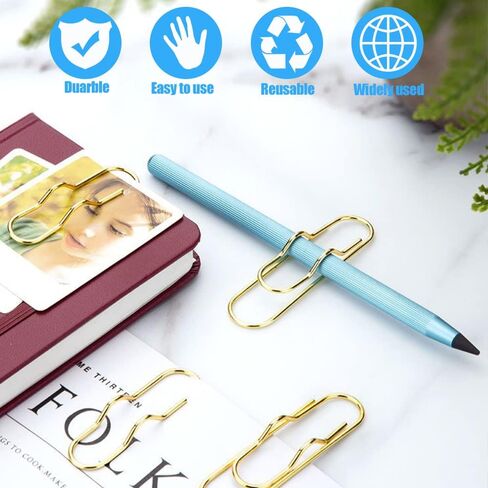 Metal Pen Clip for Notebook,10 Pack 2 Colors Pens Clips Holder,Multifunction Stainless Steel Pencil Clip,Paper Bookmarks for Journals,Calendars,Planner,Home Office School Stationary Tool (10 Pcs) in Saudi Arabia