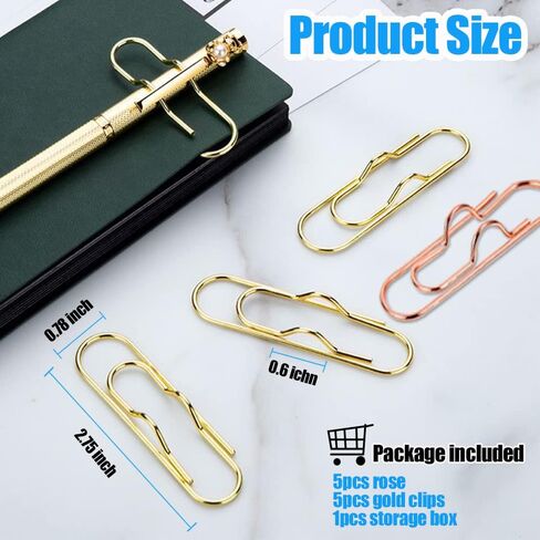 Metal Pen Clip for Notebook,10 Pack 2 Colors Pens Clips Holder,Multifunction Stainless Steel Pencil Clip,Paper Bookmarks for Journals,Calendars,Planner,Home Office School Stationary Tool (10 Pcs) in Saudi Arabia