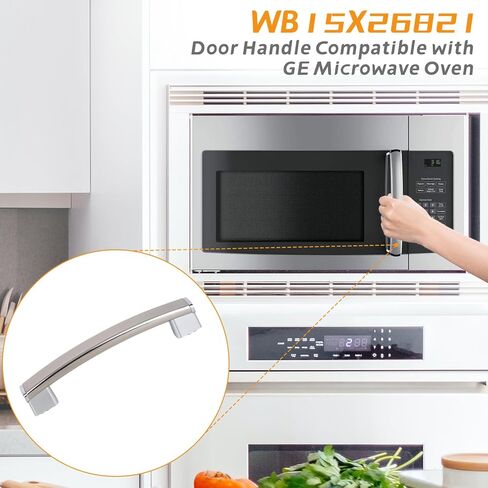 استبدال مقبض الباب المحسن WB15X26821 المتوافق مع ميكروويف GE JVM6175SK2SS JVM7195SK3SS JVM6175SK1SS JVM6175EK2ES JVM7195SK1SS، يستبدل AP6024408 PS11736302 EAP11736302 in Kuwait