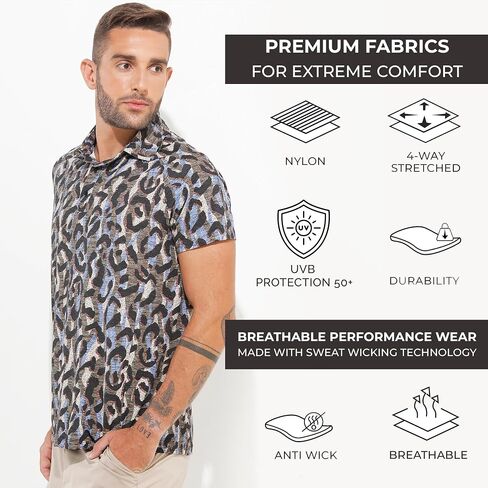 Dona Jo Mens Golf Polo Shirts - Short Sleeve Performance Shirt, Form-Fitted Clothes for Golf, Athletic & Sportswear Outfits in Saudi Arabia