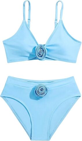 Milumia Girl's Two Piece Bikini Sets 3D Flower V Neck Cute Swimsuits Bathing Suits in Saudi Arabia