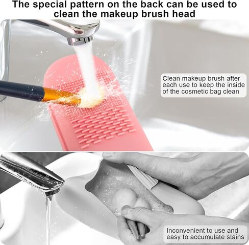 Travel Makeup Brush Holder, Silicone Makeup Bag Organizer, Make up Brushes Pack Cosmetic Bag, Makeup Brush Case Travel Essentials for Women (Coffee) in Saudi Arabia