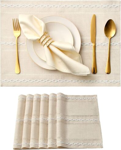 GSG Boho Small Table Runner for Home Decor, 36" Long Farmhouse Rustic Linen Table Runner with Tassels, Handmade Bohemia Short Table Runner for Dining Bedroom Decoration, Dark Khaki, 13x36 Inches in Saudi Arabia