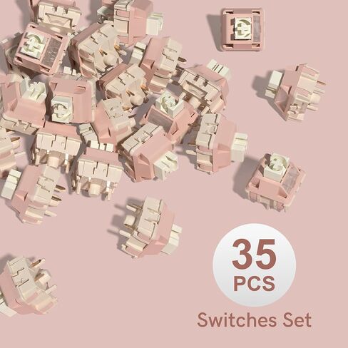 Womier Keyboard Switches 42gf Lubed Linear Switch, Full POM Switches Materials, 22mm Long Spring, 5 Pin Creamy Switches, Compatible with MX Keycaps for Gaming Keyboard DIY - 35 Pieces, Green in Saudi Arabia