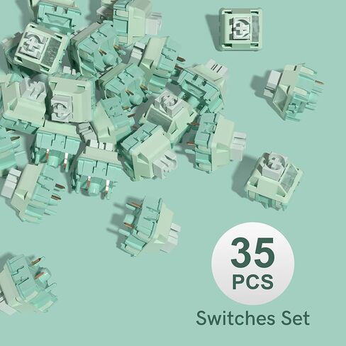 Womier Keyboard Switches 42gf Lubed Linear Switch, Full POM Switches Materials, 22mm Long Spring, 5 Pin Creamy Switches, Compatible with MX Keycaps for Gaming Keyboard DIY - 35 Pieces, Green in Saudi Arabia