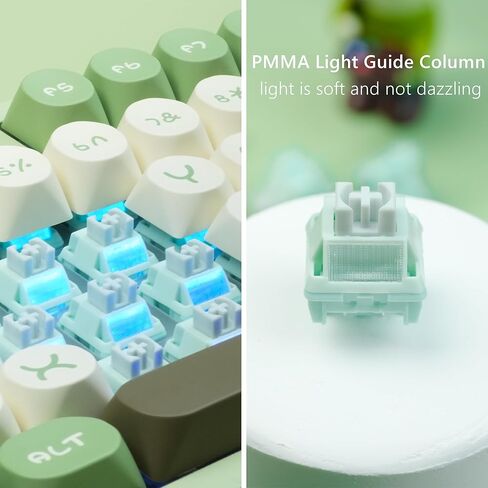 Womier Keyboard Switches 42gf Lubed Linear Switch, Full POM Switches Materials, 22mm Long Spring, 5 Pin Creamy Switches, Compatible with MX Keycaps for Gaming Keyboard DIY - 35 Pieces, Green in Saudi Arabia