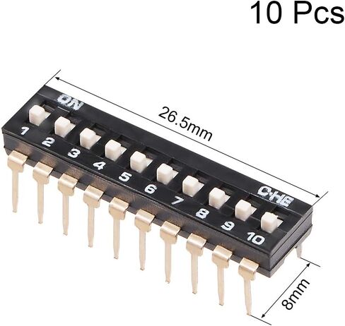 10 قطع من Uxcell مفتاح DIP أسود 1-10 مواضع 2.54 مم للوحة توصيل الدوائر PCB in Saudi Arabia