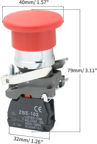 التيار المتناوب 240 فولت 6A لحظة مفتاح بـزر دفع على شكل فطر أحمر ، 1NO 1NC DPST مفتاح بـزر دفع للمنزل أو المعدات الصناعية in Kuwait