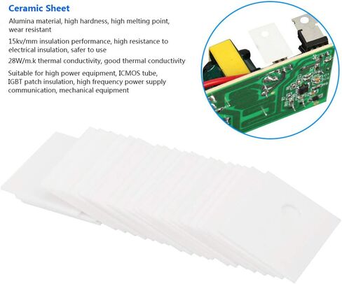 100 قطعة من ألواح السيراميك، TO-247 لوحة عازلة من سيراميك الألومينا لتبريد ترانزستور MOS IGBT، وسادات حرارية عازلة للحرارة 17 × 22 × 1 مم in Kuwait