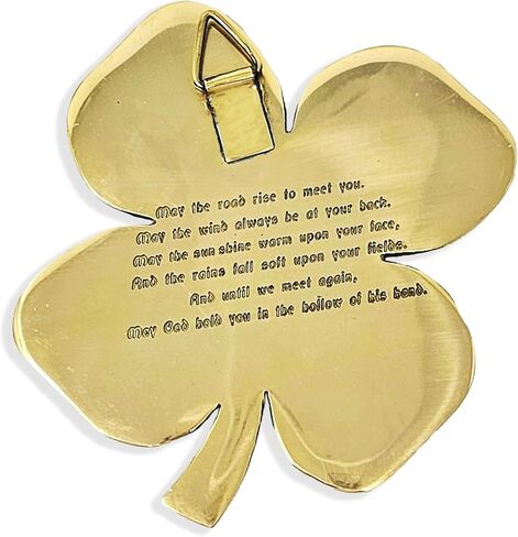 Exclusively Irish Shamrock Wall Hanging Brass Polished | Satin Nickel Ireland Home Décor 4.5" x 4.5" (Gold, 4.5" x 4.5") in Kuwait