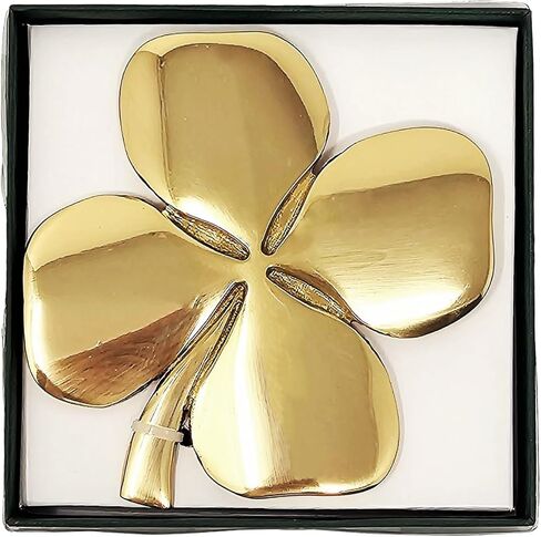 Exclusively Irish Shamrock Wall Hanging Brass Polished | Satin Nickel Ireland Home Décor 4.5" x 4.5" (Gold, 4.5" x 4.5") in Kuwait