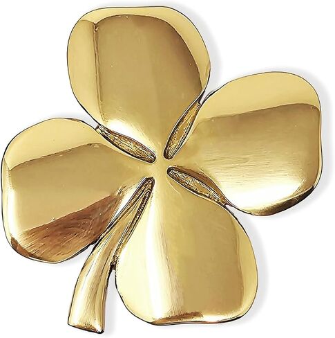Exclusively Irish Shamrock Wall Hanging Brass Polished | Satin Nickel Ireland Home Décor 4.5" x 4.5" (Gold, 4.5" x 4.5") in Kuwait