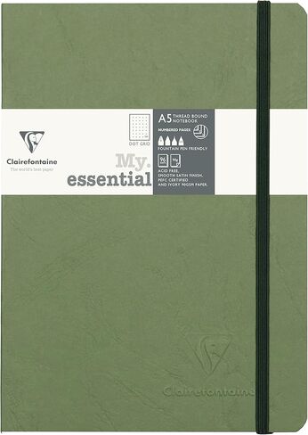 Clairefontaine - Ref 793433 - My Essential Notebook - Dot Grid - A5 - Moss Green in Kuwait