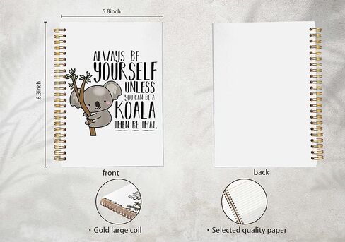 Always Be Yourself Unless You Can Be a Koala Lined Spiral Journal Notebook 8.3×5.5 Inches Hardcover College Ruled Notebook Journal for Work Note Taking Journaling,Gifts for Koala Lovers in Saudi Arabia