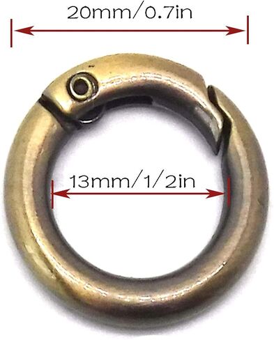 (Bronze) 1/2in Inner Diameter Metal O Ring Sliver Assorted Multi-Purposefor Hardware Bags Ring Hand DIY Accessories 4 Pcs in Kuwait