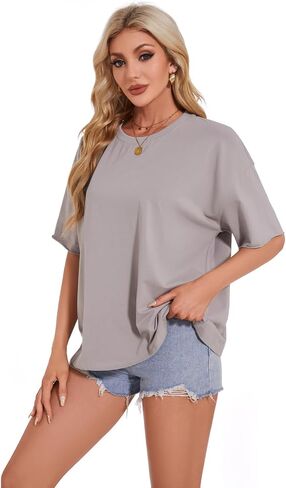 FUPHINE Womens T Shirts Loose Fit Casual Soft Cotton Crewneck Tops Short Sleeve Basic Tee Shirt in Saudi Arabia