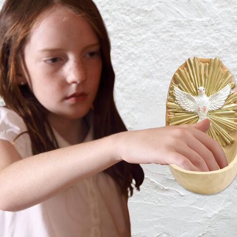 Needzo Holy Spirit Water Font، ديكور ديني للكنيسة أو المنزل، هدايا تأكيد للأولاد والبنات، 4.25 بوصة in Saudi Arabia