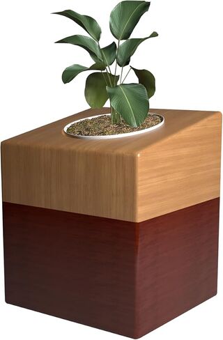 Plant Urn with Ceramic Pot, Urns for Human Ashes Adult Male or Female, Handmade Solid Wooden Urn in Saudi Arabia