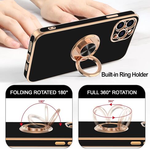 Hython Case for iPhone 12 Pro Max Case with Ring Stand [360° Rotatable Ring Holder Magnetic Kickstand] [Soft Microfiber Lining] Shockproof Rubber Protective Phone Cases Cover for Women, Antique White in Saudi Arabia