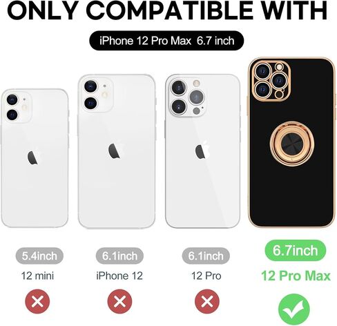 Hython Case for iPhone 12 Pro Max Case with Ring Stand [360° Rotatable Ring Holder Magnetic Kickstand] [Soft Microfiber Lining] Shockproof Rubber Protective Phone Cases Cover for Women, Antique White in Saudi Arabia
