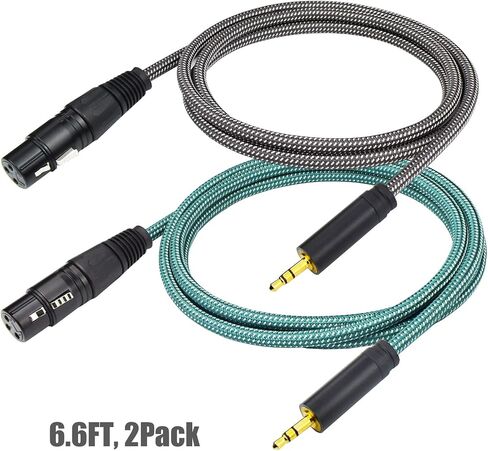كابل ميكروفون أنثى Ihurllu 1/8 إلى XLR، 3.3 قدم XLR أنثى إلى ستيريو 3.5 مم سلك TRS Aux صغير، غير متوازن، مجدول من النايلون، محمي OFC، للخلاط ومكبر الصوت والكاميرا - عبوتان in Saudi Arabia