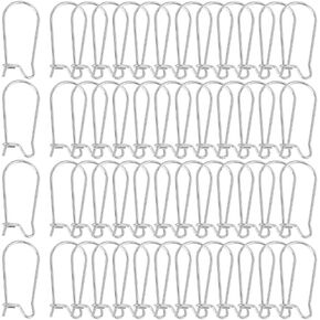 1 Box 120Pcs Kidney Earring Finding Teardrop Earring Wires Stainless Steel U Shaped Hoop Wires Long Earring Hooks Dangle Silver Earring Wires for Jewelry Making Supplies DIY Craft Beginner